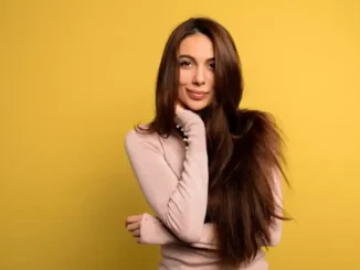 a woman with long brown hair